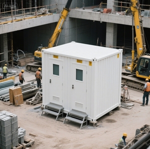 Toilettes portables à installation rapide pour chantier extérieur, remorque de toilettes préfabriquées en panneaux sandwich en acier, écologiques, durables, ISO9001 - Product Image 4