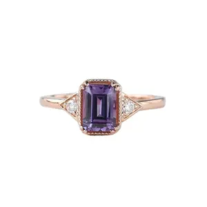 Amethyst Zircon Stone Ring Solid 925 Sterling Silver New Design Women Finger Ring Engagement Band Factory Direct