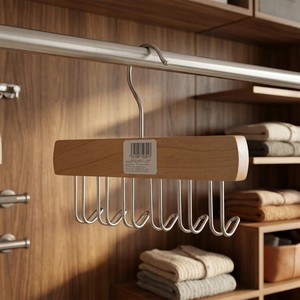 Meilleur Cintre en Bois Naturel Marron Personnalisable avec Logo pour Vêtements, Organisateur de Penderie, Armoire, Boutique, Hôtel, Multifonctionnel - Product Image 5