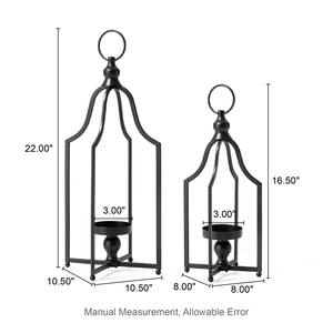 Foldable <b>Black</b> Metal <b>Lantern</b> Ideal For Indoor Outdoor Home Decor Portable Tabletop Display Garden Patio Weddings And Events - Product Image 6