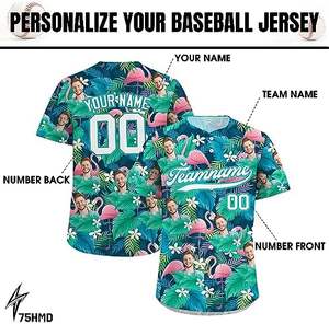 Nueva camiseta de béisbol Floral Hawaiana para Unisex personalizada con nombre de equipo de cara y número ropa deportiva personalizada para hombres mujeres jóvenes - Product Image 2