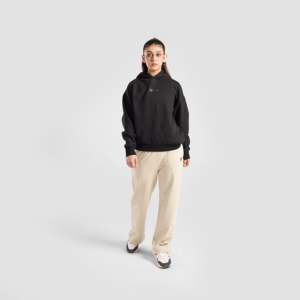 Pantalon large Optima formel (Beige) taille haute avec broderie décorative en tissu éponge élastique respirant, long et plissé froissé - Product Image 4