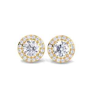IGI Certified Lab Grown Diamond Halo Stud <b>Earrings</b> 14K Yellow / White & Rose Gold Round Brilliant Solitaire Stud <b>Earrings</b> - Product Image 4