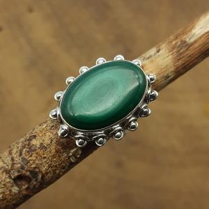 Malachite sud-ouest népalais Design 925 argent bohème bague malachite naturelle bague en gros artisan artisanat bijoux en argent - Product Image 6