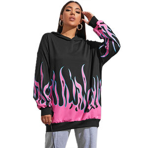 Sudadera con Capucha Personalizable para Mujer, Corte Holgado, Manga Larga, Color Sólido, Estilo Urbano, Invierno, Estampada, Transpirable, Forro de Felpa de Algodón - Product Image 1