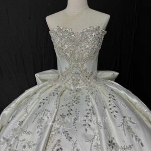 Robe de mariée de luxe en satin Jancember MN310, robe de mariée sans bretelles, robe de bal perlée, Vestido De Novia, mariage moderne - Product Image 5