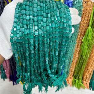 Perles de pierres précieuses en forme de nugget lisses de couleur vert Monalisa, perles simples de Mona Lisa, fabrication de bijoux, artisanat - Product Image 3