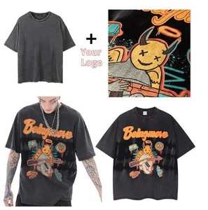 Camisetas Vintage de gran tamaño para hombre, ropa de calle de algodón, Camiseta básica sólida de manga corta, camisetas informales de Hip Hop con lavado ácido - Product Image 5