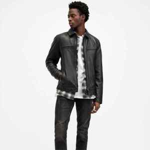 Veste en cuir véritable pour homme de qualité supérieure, coupe ajustée, en peau de mouton véritable, style motard, vêtement d'extérieur décontracté, noir, fermeture éclair, automne-hiver - Product Image 1