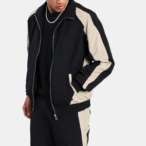 Custom <b>Men</b> Winter Tracksuit Windproof Solid Printed Color Block Set Wholesale <b>Black</b> Unisex Drawstring <b>Jacket</b> Pants 2025 - Product Image 4