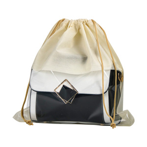 Customized <strong>Large</strong> Cotton Dust Cover <strong>Bag</strong> for Handbags Velvet <strong>Drawstring</strong> <strong>Bags</strong> With Clear Window - Product Image 5