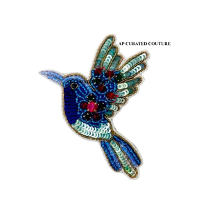 Broche de Colibrí con Cuentas y Lentejuelas Verdes, Elegante Accesorio de Solapa con Bordado de Aves para Chaquetas, Bolsos y Vestidos - Product Image 4