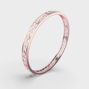 Bracelet ouvert en or rose/blanc/jaune 14 carats avec diamants et motif rond alterné, OEM - Product Image 5