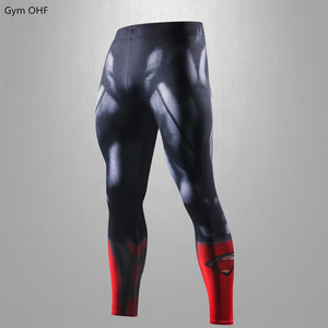 Collants de compression en coton pour hommes, leggings imprimés pour la musculation et la course, avec fermeture à la taille élastique - Product Image 5