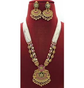 Impresionante Juego de Collar Largo de Diseño con Acabado Dorado Mate de Primera Calidad con Aretes para Bodas, Colección para Mujer - Product Image 1