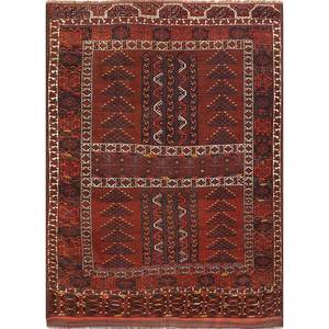 Alfombra Kiaan Grande de Lana Anudada a Mano, Rectangular 9x12, Diseño Geométrico Abstracto para Entrada, Pasillo, Modelo Paem-264, Color Rojo - Product Image 1