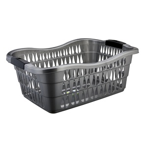 Panier à linge rectangulaire en plastique PP avec poignées, durable, empilable, écologique, portable, bac de rangement pour vêtements, salle de bain - Product Image 1