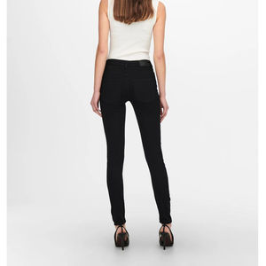 Jean skinny Boyfriend en coton noir élégant et décontracté pour femmes pantalon en denim extensible avec aspect déchiré et logo imprimé à la taille - Product Image 3