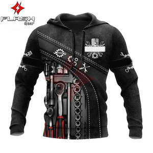 Jersey Vintage de gran tamaño para hombre, sudadera con estampado mecánico 3D, chaqueta de moto, con capucha para ropa de calle Tops transpirables, moda - Product Image 2