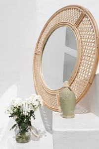 Estilo de verano Decoración de pared barata Espejos de ratán Marcos 100% Espejos de tocador hechos a mano Espejos OEM Decoración de mimbre Vietnam - Product Image 3