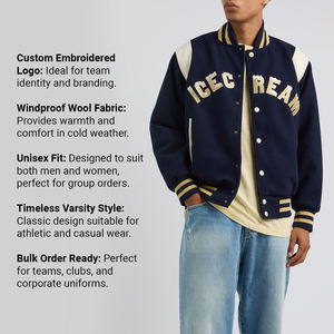 Veste universitaire avec manches en cuir, corps en mélange de laine, taille et couleurs personnalisées, idéale pour les équipes et les écoles - Product Image 5