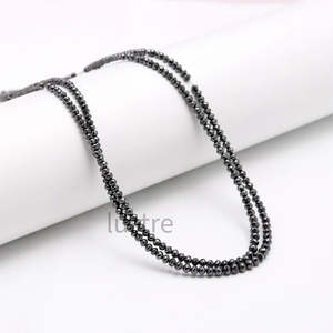 Cuentas Redondas de Diamante Natural Negro de 4-4.5mm, Perforadas con Láser, Calidad AAA+, Venta al Por Mayor |   Collar de Perlas Facetadas Auténticas de 16 Pulgadas |   Fabricación de Joyería Fina - Product Image 2