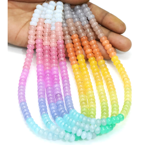 Magnifiques perles de quartz de couleur arc-en-ciel, forme ronde, lisses, 7-8 mm, perles de pierres précieuses de quartz multicolores, qualité AAA - Product Image 2