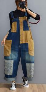 Denim High Quality Dungaree for Women Light Wash Distressed Vintage Shorts Effortless Style Bib <b>Overall</b> Button Printed Trendy - Product Image 5
