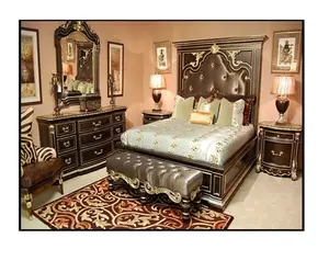 纯柚木时尚卧室套装手工实心柚木床独特柚木卧室家具套装制造商