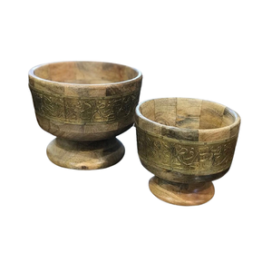 ชามใส่ถั่วไม้พร้อมงานอิสลามชุด2ชิ้นสำหรับผลไม้แห้งรูปทรงกลม - Product Image 1