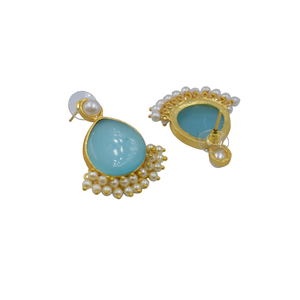 Nouvelle conception de boucles d'oreilles, boucles d'oreilles tendance, fabricant et fournisseur de boucles d'oreilles, plaqué or 18 carats, laiton, pierres pendantes - Product Image 2