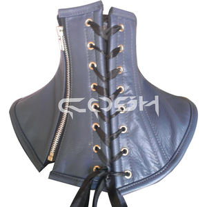 Corset de cou gothique unisexe en cuir gris - Product Image 6