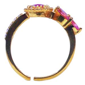 925 Sterling <b>Silver</b> Classic Style Ring Gold Plated with <b>White</b> Topaz <b>and</b> Tourmaline - Product Image 4