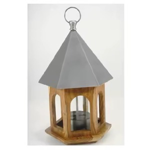 Comedero para pájaros de madera de lavado blanco, tubo de vidrio con techo de Metal con acabado de níquel y anillo colgante para balcón interior, comedero para pájaros colgante - Product Image 2