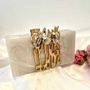 กระเป๋าคลัทช์เรซิ่นสีทองสำหรับเด็กกระเป๋าคลัทช์ทำด้วยมือมีซิปแบบพกพามีกระดุม - Product Image 2