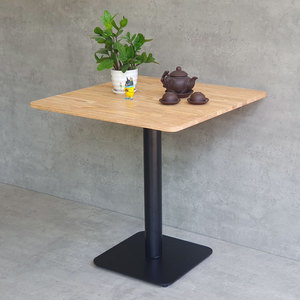 Minimalist <b>Wood</b> <b>Top</b> Dining <b>Table</b> with Square Iron Base 70cm Square Assembled for Kitchen Use-CFD68151 - Product Image 6