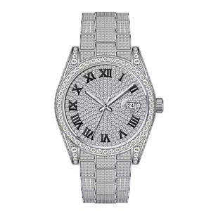 <b>Mens</b> Luxury Professional <b>Watch</b> with Moissanite Diamond Accents Stainless Steel Case Glass Dial Quartz Movement Special Occasions - Product Image 2
