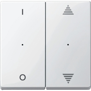 Per interruttori a bilanciere SCHNEIDER ELECTRIC MTN619519, modulo Pbtn a 2 pulsanti con impulsi 1/0 e frecce su/giù, modulo sistema lucido - Product Image 1