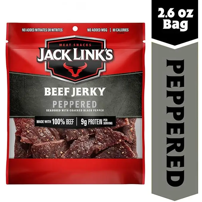 اللحم المقطر جاك لينك ، تيرياكي - وجبة خفيفة اللحم نكهة للغداء ، وجبات خفيفة جاهزة للأكل - 7 جرام من البروتين ،