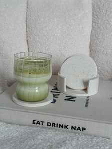 Posavasos Redondos de Piedra con Soporte, Decoración Minimalista Moderna para Mesa de Centro - Product Image 4