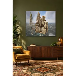 Château de conte de fées Fida sur une île rocheuse dans la mer, impression sur toile - Product Image 5