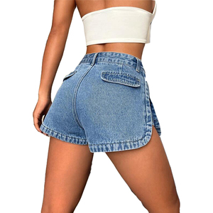 กางเกงยีนส์ขาสั้นเอวสูงทรงหลวมกางเกงขาสั้นผ้ายีนส์ซักได้แบบลำลองออกแบบได้ตามต้องการฤดูร้อน - Product Image 2