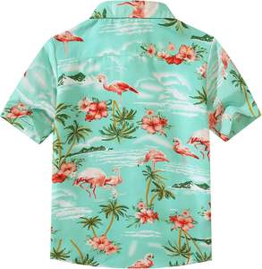 Chemise hawaïenne en satin boutonnée sur mesure pour hommes style station balnéaire d'été avec patchwork rayé bicolore Aloha Beach Look - Product Image 5
