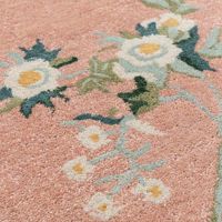 Heiß begehrter handgefertigter Woll-Viskose-Teppich: Modernes Flamingo-Blumenmuster, Plüsch-Schneideteppich, hoher Haaranteil, tierfreundlich, rutschfest, gepolstert, Gebetsteppich
