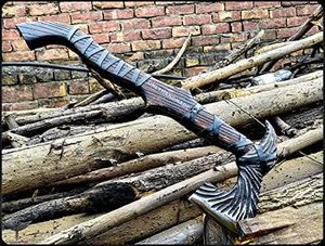 Hache viking artisanale en acier à haute teneur en carbone, fourreau en cuir, manche en bois naturel pour le camping, la survie en plein air, usage multiple - Product Image 3