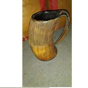 <b>Viking</b> horn beer mug natural finish traditional natural horn drinking vessel rustic handmade cattle horn mug - Product Image 2