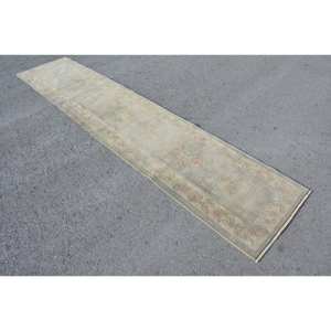 พรมขนแกะสไตล์ตุรกีโบราณสีเบจคลาสสิกขนาด2.2 x 10.6ft งานแฮนด์เมดเป็นมิตรต่อสิ่งแวดล้อมดีไซน์ขนแกะโพลีเอสเตอร์ - Product Image 2