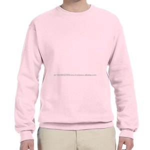 Light <b>Pink</b> 100% Cotton Crewneck Sweatshirt for <b>Men</b> Solid Pattern Plain Dyed Customizable Blank Winter Season Wholesale Sale - Product Image 1
