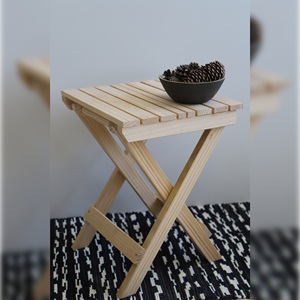Sgabello da Pescatore WELL HOME in Legno Grezzo, Sedia da Giardino 33x22x36 cm - Product Image 6