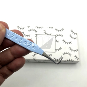 Pince à épiler professionnelle d'extension de cils à poignée diamantée avec logo personnalisé nouvel acier inoxydable durable avec pointe pointue - Product Image 4